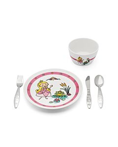 Servies Prinses 5dlg porselein/RVS