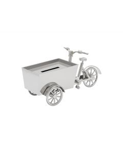 Spaarpot Bakfiets zilver kleur